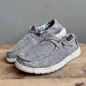 Hey Dude Wendy Linen Iron Gray Slip On Loafers Womens Size 7 Walking
